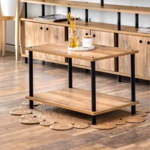 Mesa Ratona "FIKA" – Chica Estilo Industrial con Doble Nivel 70 cm