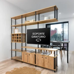 Separador de Ambientes "SKIV" con Soporte TV y Vinoteca Modular | Diseño Industrial